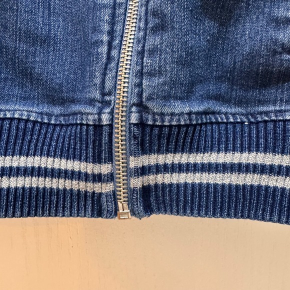 Vtg Kids Girls Hello Kitty 5T Denim Bomber Jacket Blue Sequin Bow Zipper Charm - Picture 7 of 16